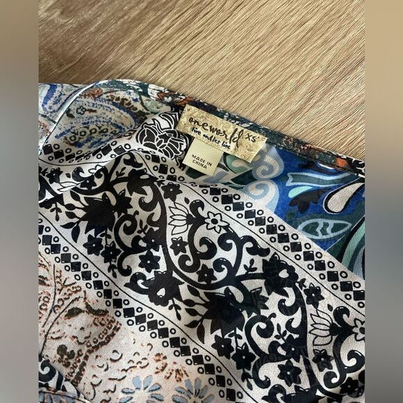 EUC One World Sheer Top Absolutely Beautiful Boho XS Blue - Picture 4 of 5